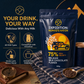 Your drink, your way, showing 75% Belgian dark chocolate flakes made with milk, water or alternative milk