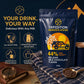 Your drink, your way, showing 44% Belgian milk chocolate flakes made with milk, water or alternative milk